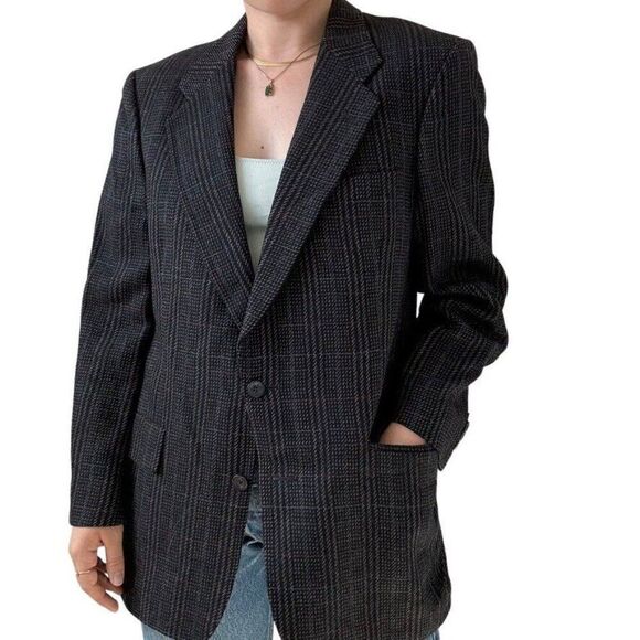 Vintage Christian Dior Tweed Plaid Wool Equestrian Preppy Blazer Sport Coat 40R - Picture 1 of 9